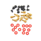 12Pcs/set 6.5mm 6-32-M3 Computer Golden Motherboard Riser+Silver Screws + Red Washers