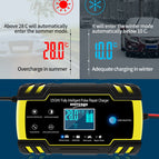 12V-24V 8A Full Automatic Car Battery Charger Power Pulse Repair Chargers Wet Dry Lead Acid Battery-chargers Digital LCD Display