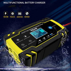 12V-24V 8A Full Automatic Car Battery Charger Power Pulse Repair Chargers Wet Dry Lead Acid Battery-chargers Digital LCD Display