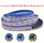 12mm PCB 5M 4in1 5in1 RGB+CCT LED Strip 5050 60leds/m 5 Colors in 1 chip CW+RGB+WW RGBW RGBWW flexible Led Tape Light 12V 24V