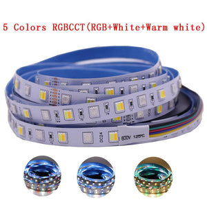 12mm PCB 5M 4in1 5in1 RGB+CCT LED Strip 5050 60leds/m 5 Colors in 1 chip CW+RGB+WW RGBW RGBWW flexible Led Tape Light 12V 24V
