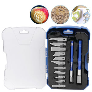 15 in1 Mobile Phone PCB CPU DIY Repair Tools Set Engraving Knife Blades Metal Wood Carving Knife Non-slip Scalpel Surgical Craft