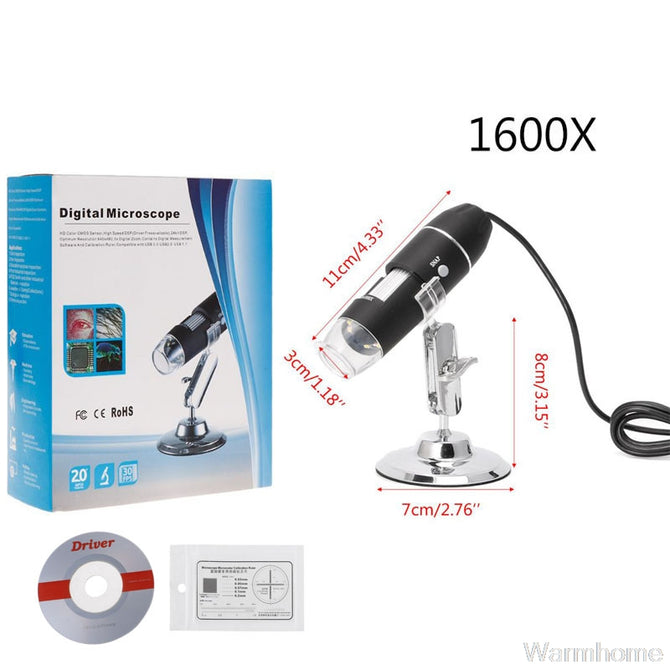 1600X USB Digital Microscope Camera Endoscope 8LED Magnifier with Metal Stand 6 Stype for choose J21 19 Dropship