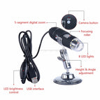 1600X USB Digital Microscope Camera Endoscope 8LED Magnifier with Metal Stand J21 19 Dropship