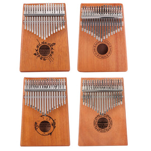 17 Keys Mahogany Wood Kalimba Percussion Musical Instrument Thumb Finger Piano African Sanza Mbira with Tuning Hammer Sticker