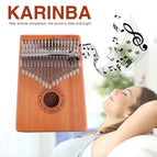 17 Keys Mahogany Wood Kalimba Percussion Musical Instrument Thumb Finger Piano African Sanza Mbira with Tuning Hammer Sticker