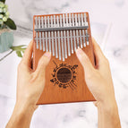 17 Keys Mahogany Wood Kalimba Percussion Musical Instrument Thumb Finger Piano African Sanza Mbira with Tuning Hammer Sticker