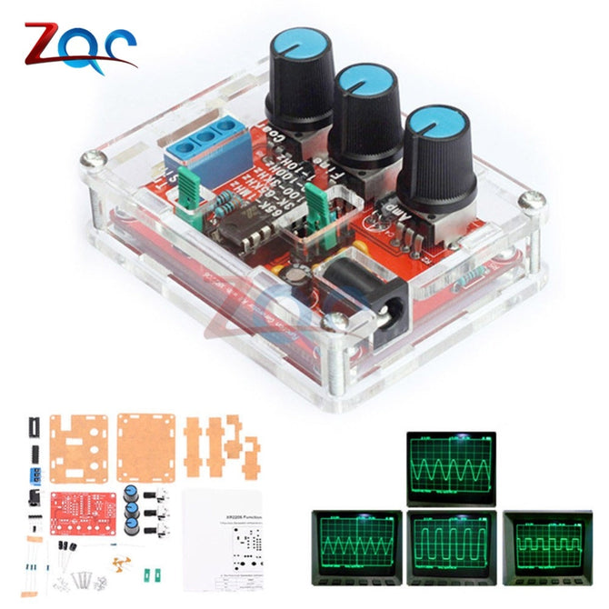 1HZ-1MHZ XR2206 Function Signal Generator DIY Kit Sine/Triangle/Square Output Signal Generator Adjustable Frequency Amplitude