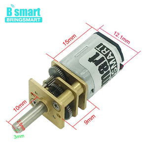 1pc Bringsmart N20 Micro motor Electric gearbox motor 3v 6v 12v 15/30/50/60/100/200/300/500/600/1000/1500rpm