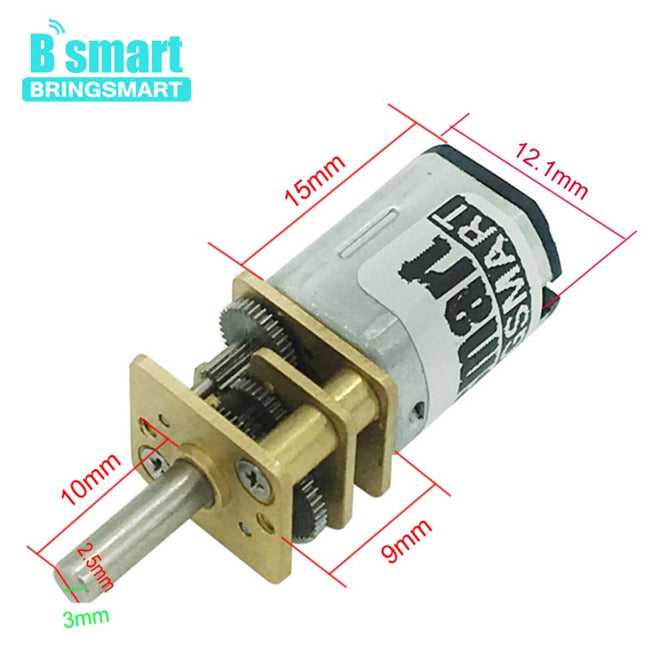 1pc Bringsmart N20 Micro motor Electric gearbox motor 3v 6v 12v 15/30/50/60/100/200/300/500/600/1000/1500rpm