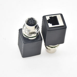 1pc M12 4 Pin D Encoding To RJ45 Female Connector M12 8 Pin A-coding Male Connector Gigabit Ethernet Plug Adapter