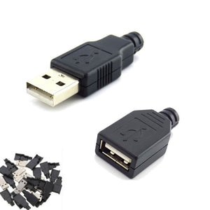 1pcs 10pcs Type A Female USB male 4 Pin Plug Socket Connector Black Plastic Cover Solder type DIY Connectors