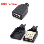 1pcs 10pcs Type A Female USB male 4 Pin Plug Socket Connector Black Plastic Cover Solder type DIY Connectors