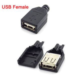1pcs 10pcs Type A Female USB male 4 Pin Plug Socket Connector Black Plastic Cover Solder type DIY Connectors