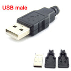 1pcs 10pcs Type A Female USB male 4 Pin Plug Socket Connector Black Plastic Cover Solder type DIY Connectors