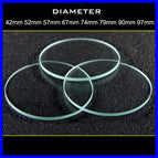 100pcs/lot 42mm 52mm 57mm 67mm 74mm 79mm 90mm 97mm  Flat Glass Lens for LED Bike light Flashlight lamp