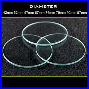 100pcs/lot 42mm 52mm 57mm 67mm 74mm 79mm 90mm 97mm  Flat Glass Lens for LED Bike light Flashlight lamp