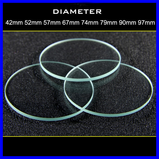 100pcs/lot 42mm 52mm 57mm 67mm 74mm 79mm 90mm 97mm  Flat Glass Lens for LED Bike light Flashlight lamp