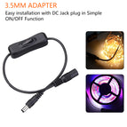 1pcs 5.5x2.1mm Led Power Supply Switch  Black LED Strip Wire Switch Cable For SMD 5050 3528 Single Color Strip