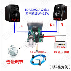 1set TDA7297 amplifier board spare parts dc 12v grade 2.0 dual audio encoding 15w electronic