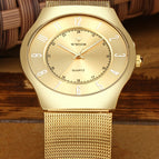 2017 Top Luxury Brand WWOOR Men Ultra Thin Waterproof Gold Watch Men's Quartz Analog Clock Male Sports Watches relogio masculino