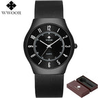 2017 Top Luxury Brand WWOOR Men Ultra Thin Waterproof Gold Watch Men's Quartz Analog Clock Male Sports Watches relogio masculino