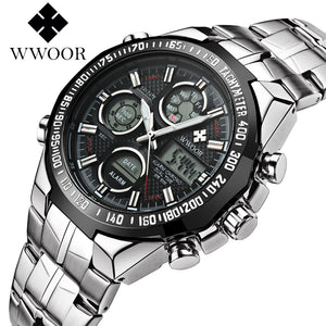 2018 Digital Watch Men Luxury Brand WWOOR Men's Watches Quartz LED  Military Watch Swimming Casual Sport Wristwatch