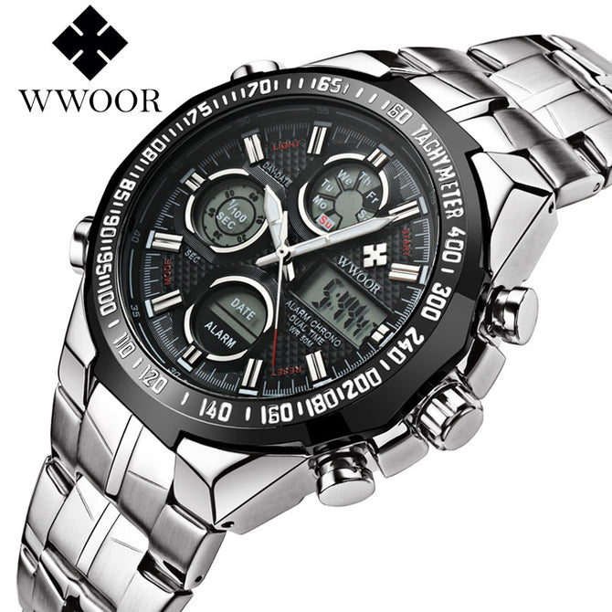 2018 Digital Watch Men Luxury Brand WWOOR Men's Watches Quartz LED  Military Watch Swimming Casual Sport Wristwatch