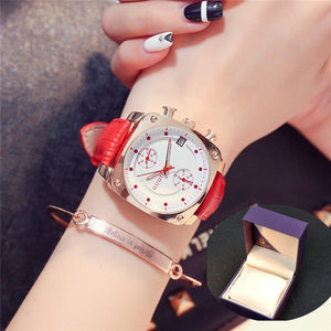2018 Women Man Lover Square Rose Gold Alloy And Leather Quartz Watch GUOU Luxury Waterproof for Woman Ladies Gilrs Wrist watches