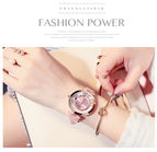 2019 GUOU Women Dress Watches Stylish Roll Drill Crystal Rhinestones Quartz Wristwatch Lady  Bracelet  Relogio Casual Watch