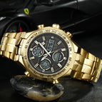 2019 New Luxury Brand WWOOR Men Sport Watches Men's Quartz Digital Analog Clock Man Full Steel Wrist watch relogio masculino BOX