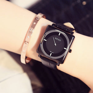 2019 New Stylish GUOU Dress Watches Leather Watchband Women  Female Quartz Clock Hot Ceasuri Montre Femme