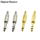 20Pcs Gold Nickel Plated 6.35mm Male 1/4 Mono Stereo Jack Plug Audio Connector Soldering