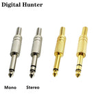 20Pcs Gold Nickel Plated 6.35mm Male 1/4 Mono Stereo Jack Plug Audio Connector Soldering