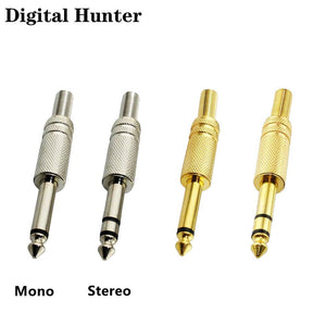 20Pcs Gold Nickel Plated 6.35mm Male 1/4 Mono Stereo Jack Plug Audio Connector Soldering