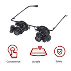 20X Magnifying Glass Headband Glasses Magnifier With LED Light For Watchmaker Jewelry Optical Lens Glass Magnifier Loupe