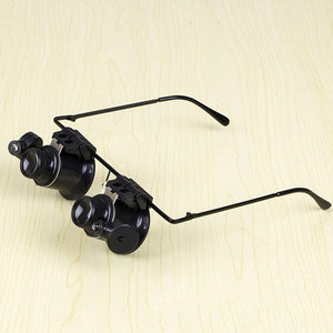 20X Magnifying Glass Headband Glasses Magnifier With LED Light For Watchmaker Jewelry Optical Lens Glass Magnifier Loupe