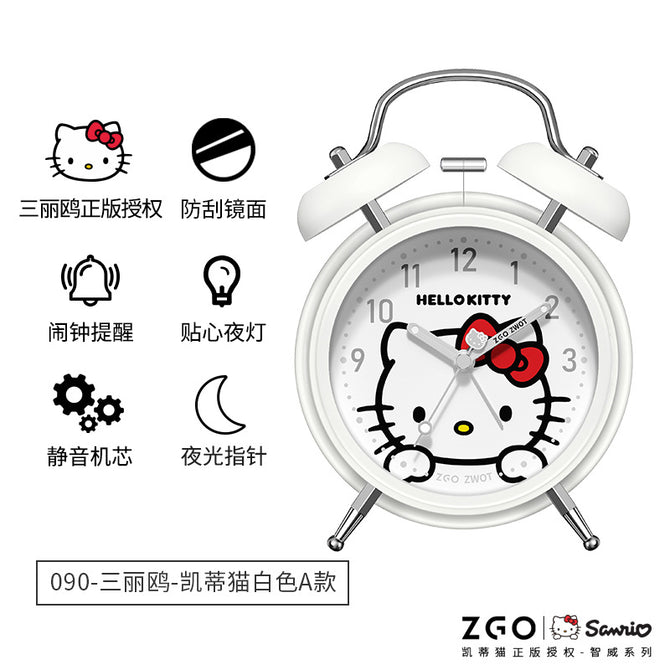 HelloKitty学生创意个性卡通卧室闹钟男孩女孩床头静音夜光大铃声