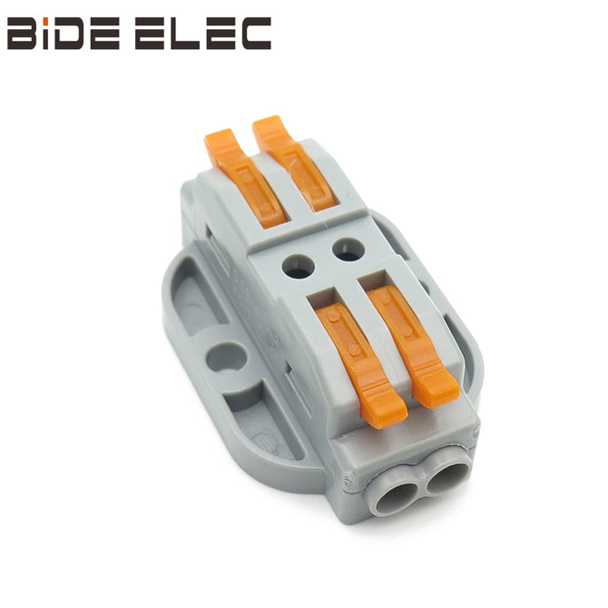 233-2 10Pcs 2In-2Out Fast Universal Conductor Terminal Block Wire Connectors Connect Termianls Compact With Mounting Carrier