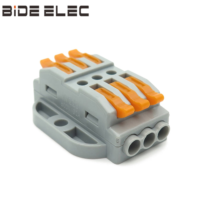 233-3 10Pcs 3In-3Out Fast Universal Conductor Terminal Block Wire Connectors Connect Termianls Compact With Mounting Carrier