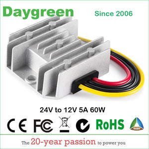 24V to 12V 5A 60W DC DC Converter Power Regulator 24VDC TO 12VDC 5AMP Car Step Down Reducer Daygreen CE Certificated Waterproof