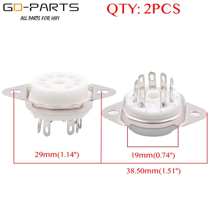 2PCS 9pin Ceramic Vacuum Tube Sockets For 6DJ8 12AX7 ECC83 B339 CV492 6L13 12AU7 ECC82 ECC81 ECC83 12AT7 Bottom Chassis Mount