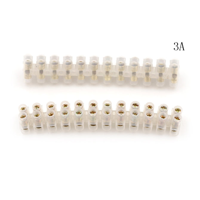 2pcs 3A 6A 10A 20A 30A Screw Terminal Barrier Connector 12 Position Barrier Terminal Strip Block Electrical Wire Connection