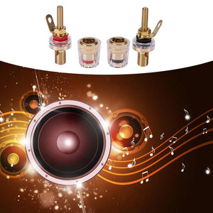 2pcs Gold Plated Amplifier Speaker Binding Posts Oxidation Resistance Brass Terminal with Transparent Shell for Banana Plugs 4mm
