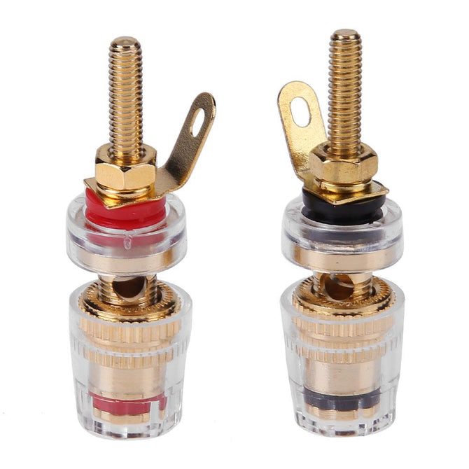 2pcs Gold Plated Amplifier Speaker Binding Posts Oxidation Resistance Brass Terminal with Transparent Shell for Banana Plugs 4mm
