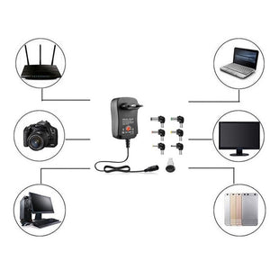 3-12V 30W 2.1A AC/DC Power Supply Adaptor Universal Charger Adaptor with 6 Plugs Adjustable Voltage Regulated Power Adapter