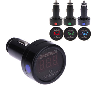 3 in 1 12/24V Car Auto Monitor Display USB Charging Charger for Phone Tablet GPS LED Digital Voltmeter Gauge Thermometer