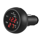 3 in 1 12/24V Voltmeter Car Monitor Display USB Charging Charger For Phone Tablet GPS LED Digital Voltmeter Gauge Thermometer