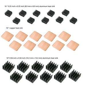 30 PCS Raspberry Pi Heatsink Kit Copper Aluminum Heatsink for cooling cooler Raspberry Pi 3 Pi 2 Pi Model B+