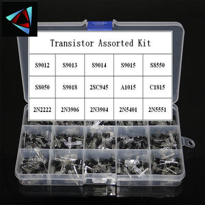 300Pcs 15 Value x 20 Pcs Transistor TO-92 Assortment Box Kit 2N2222 2N3904 2N3906 C945 S8050 S8550 S9014 S9013 9018